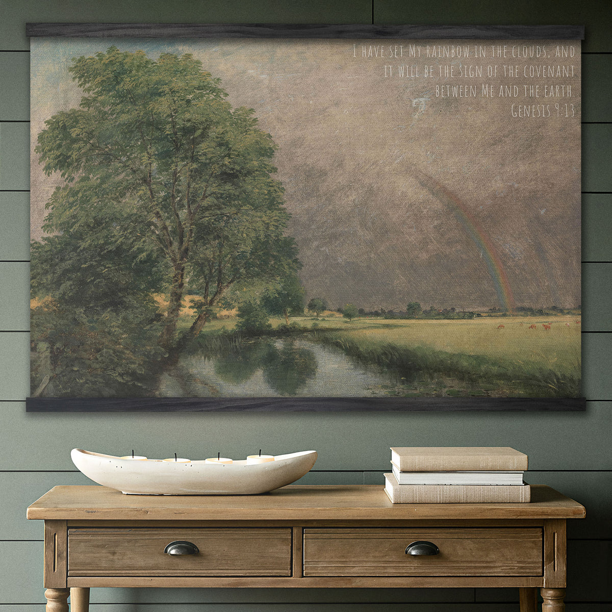 Rainbow in the Clouds and Winding Stream - Genesis 9:13