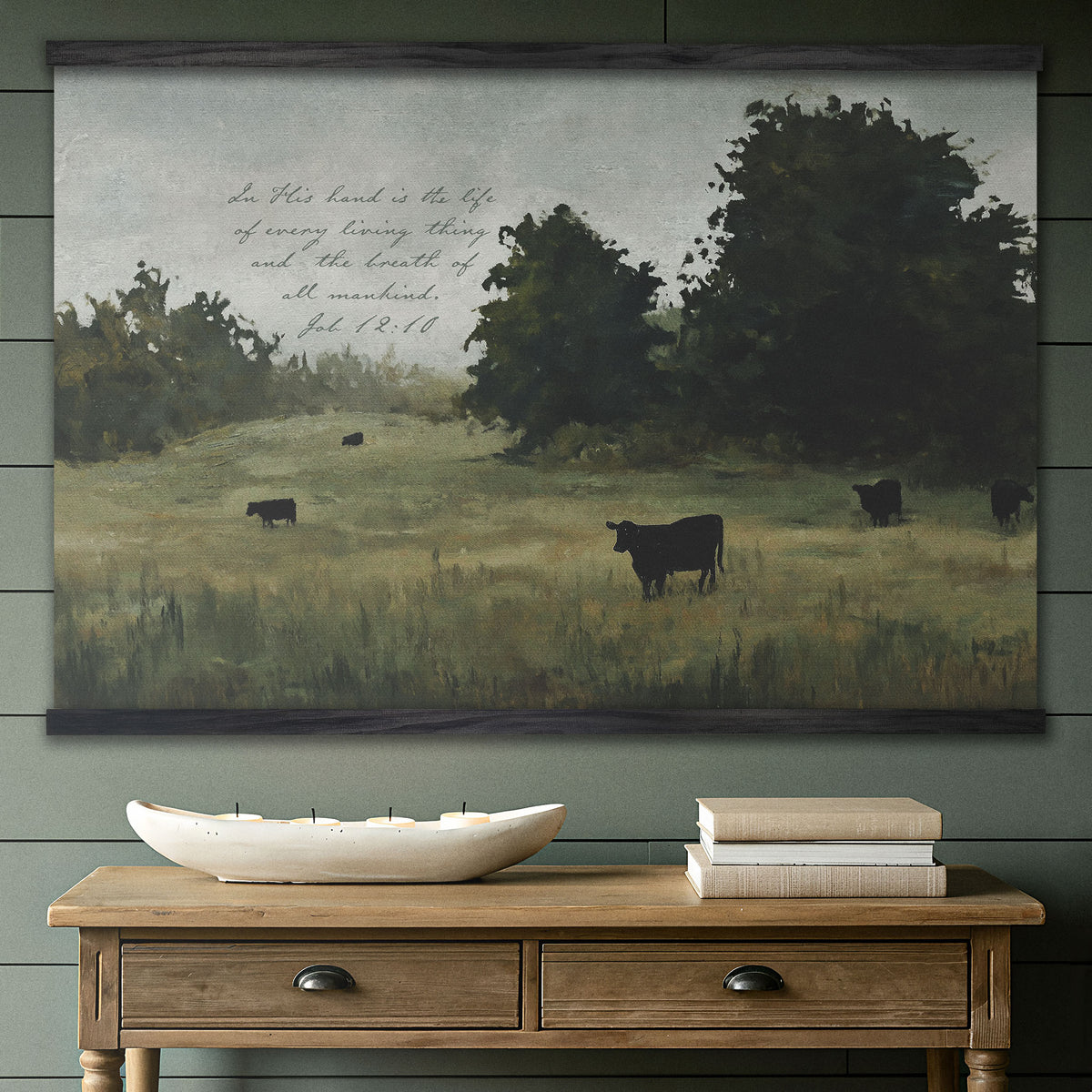 Pasture with Grazing Cattle - In His Hand is the Life of Every Living Thing