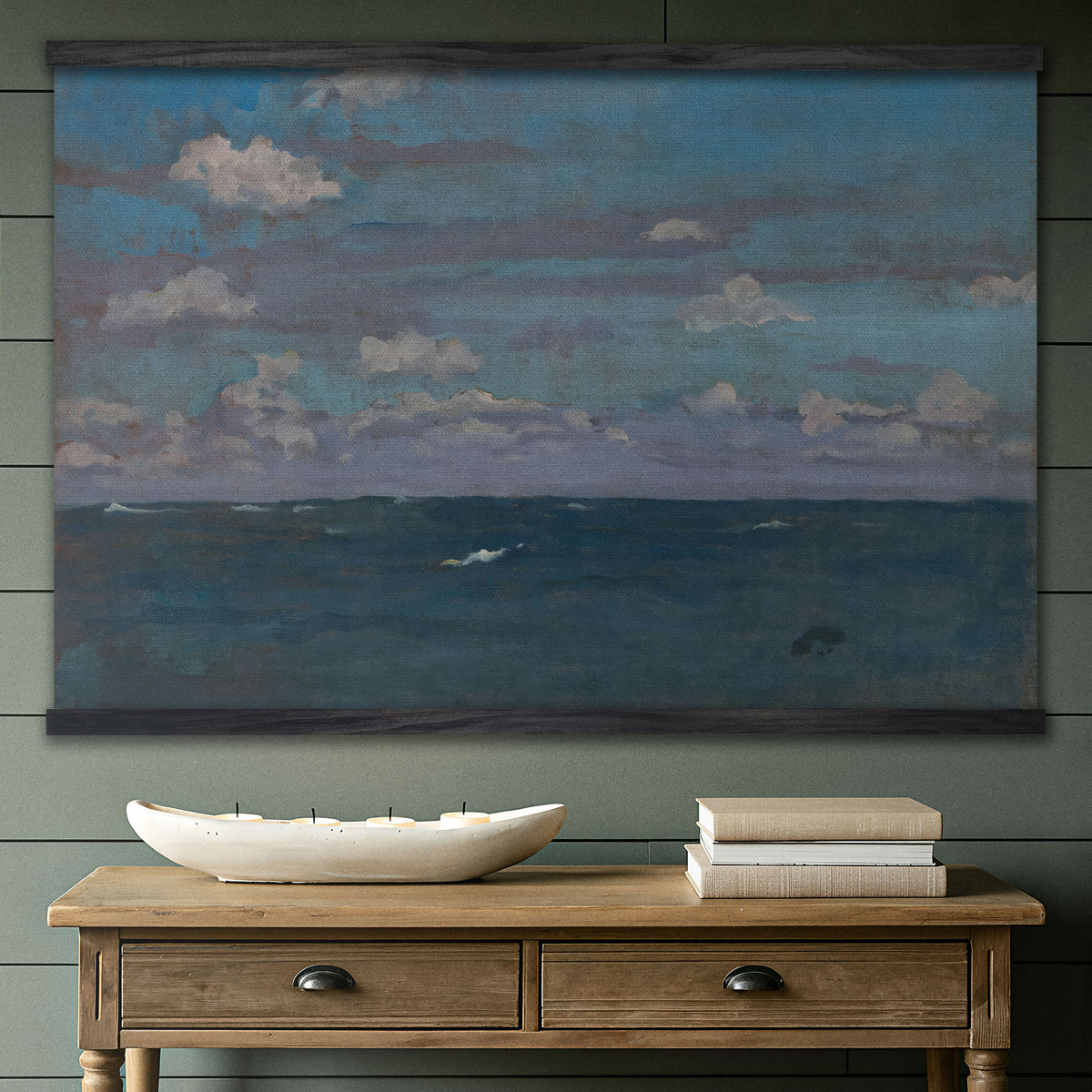 Vintage Blue Ocean Nautical Painting