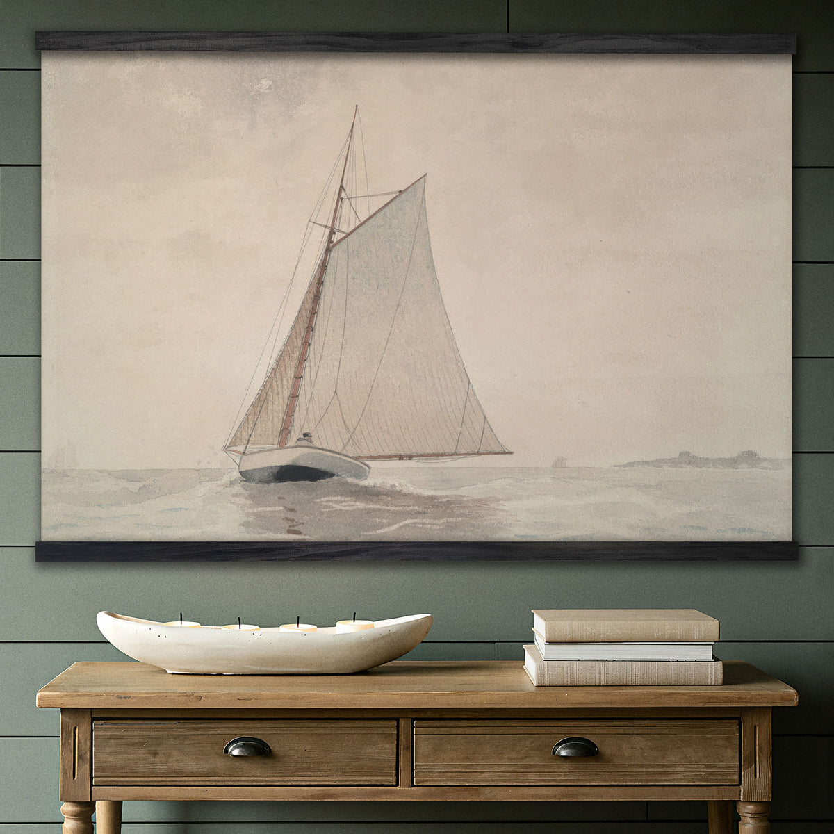 Neutral Sailboat Nautical Watercolor Painting