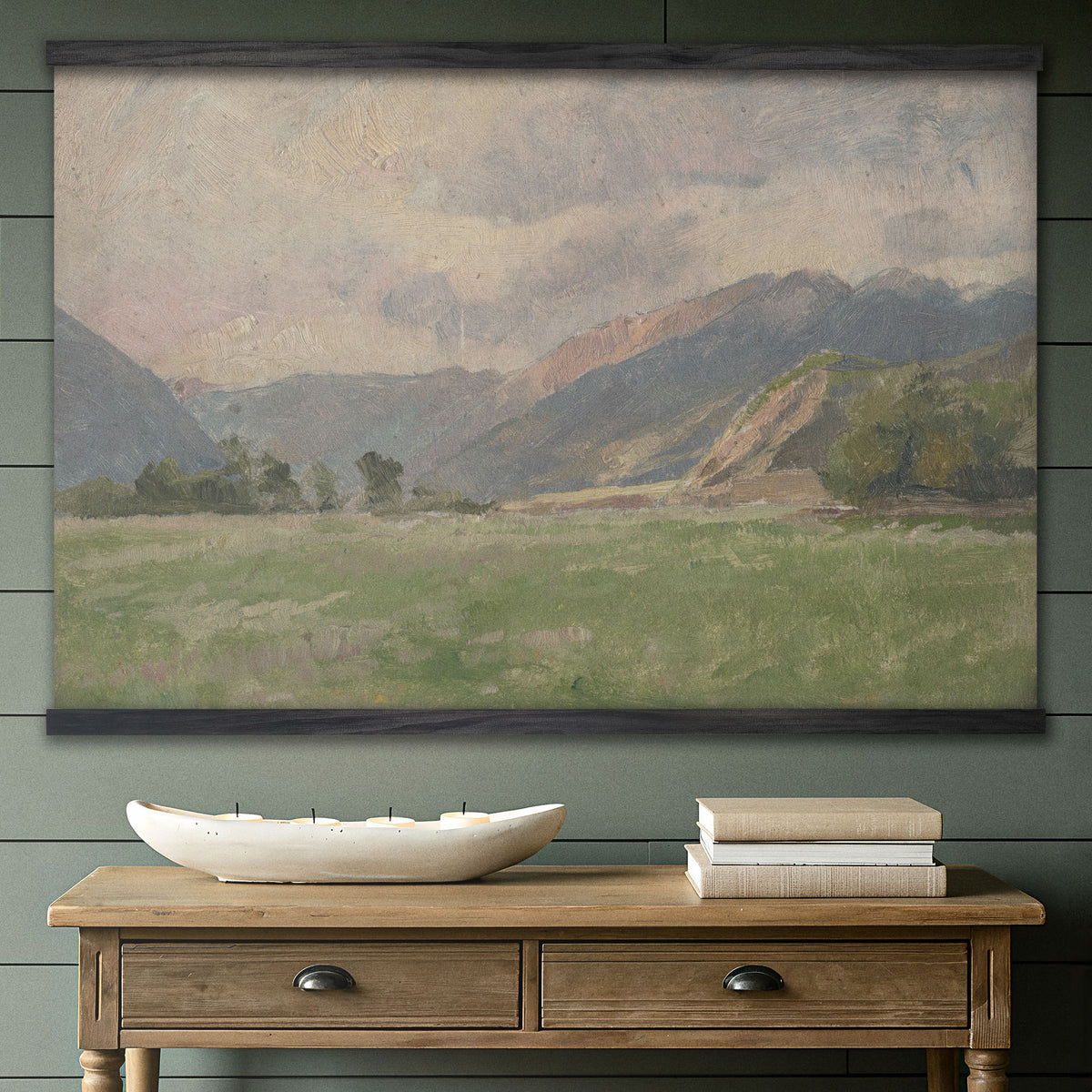 Neutral Mountain Landscape Vintage Painting