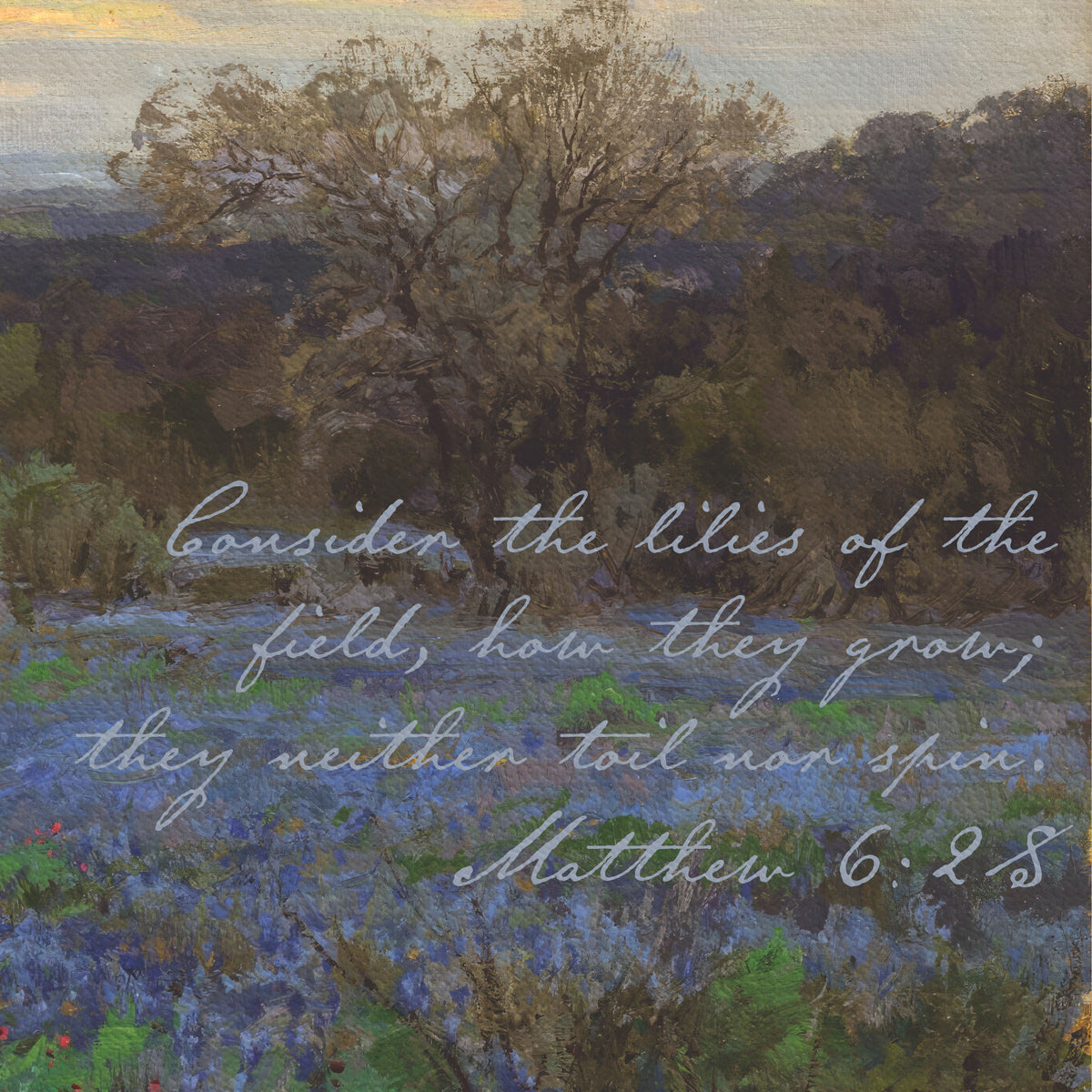 Vintage Bluebonnet Wildflower Painting - Consider the Lilies