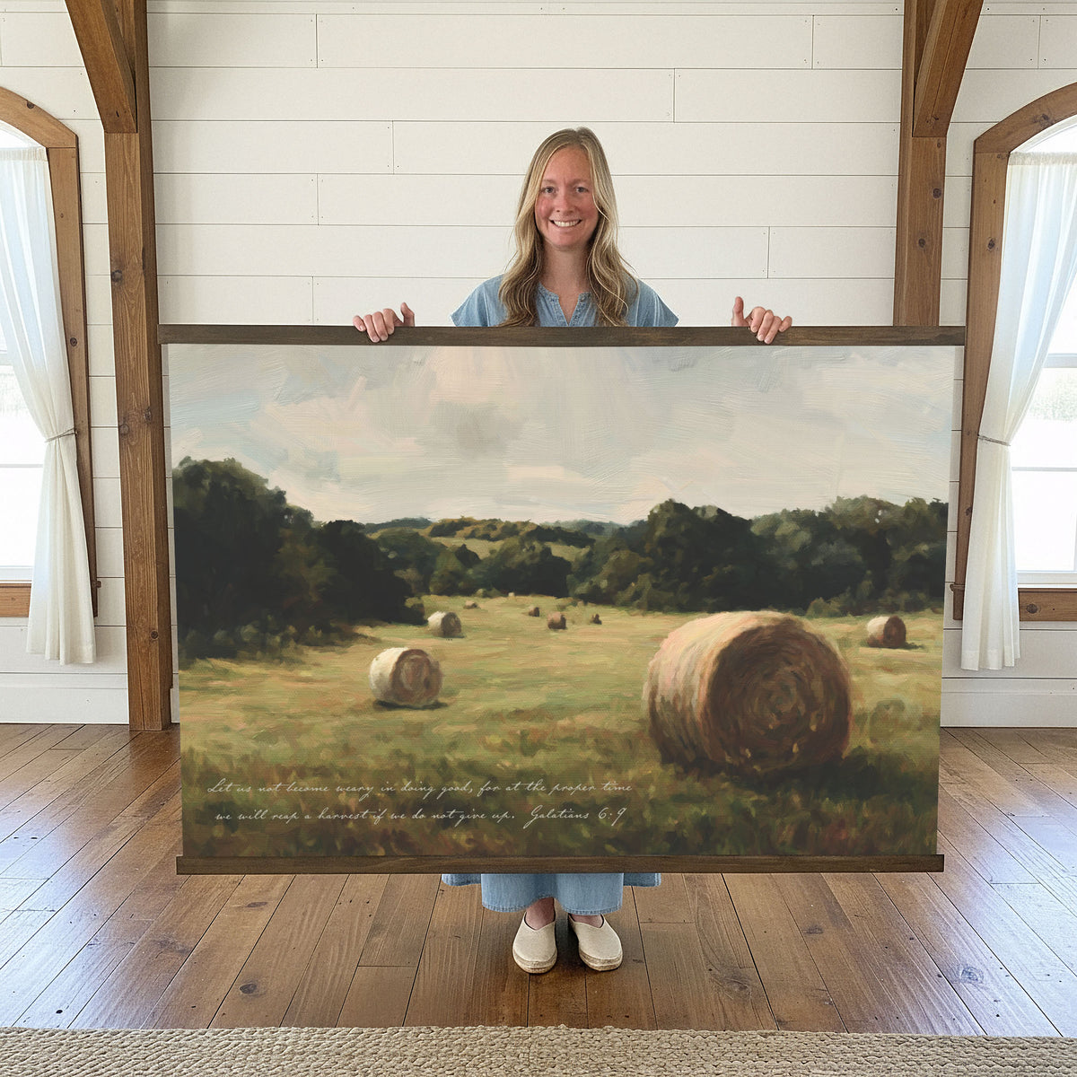 Country Field with Hay Bales - We Will Reap a Harvest