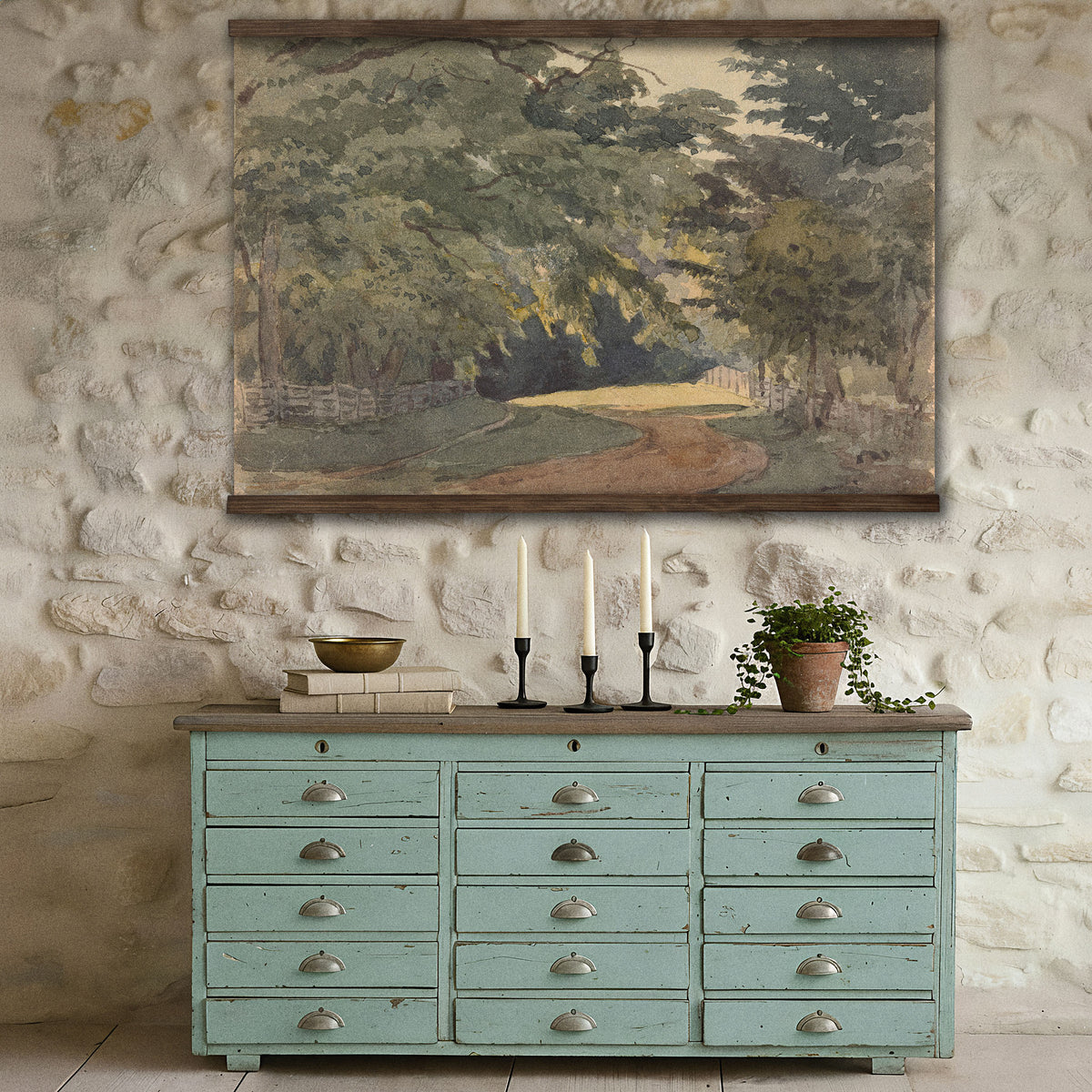 Countryside Path Watercolor Painting