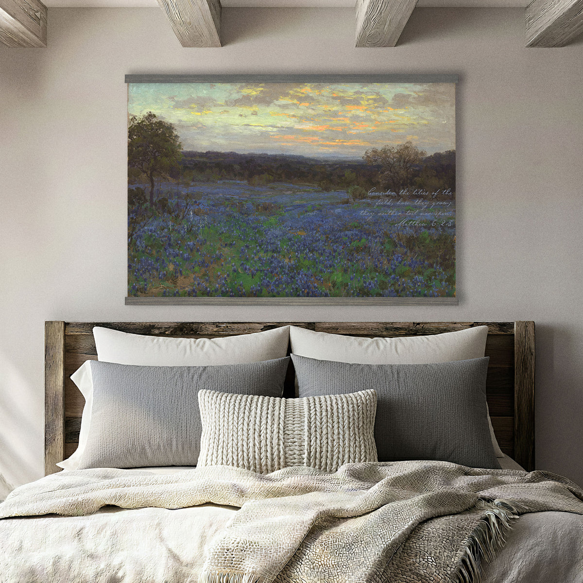 Vintage Bluebonnet Wildflower Painting - Consider the Lilies