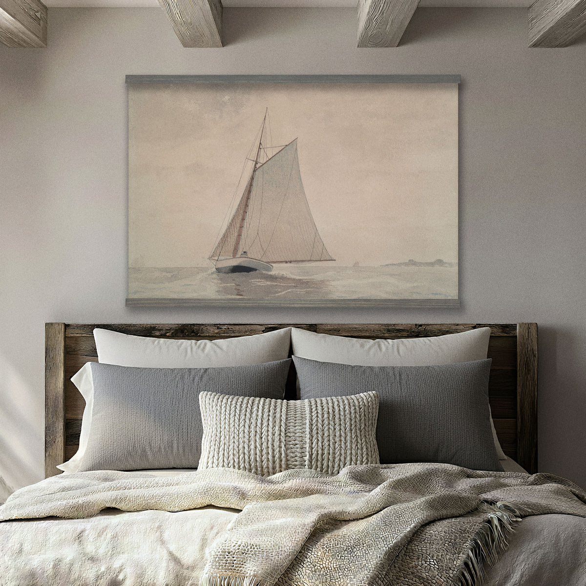 Neutral Sailboat Nautical Watercolor Painting