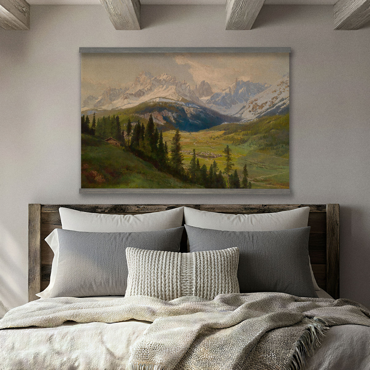 Alpine Mountain Valley Vintage Landscape