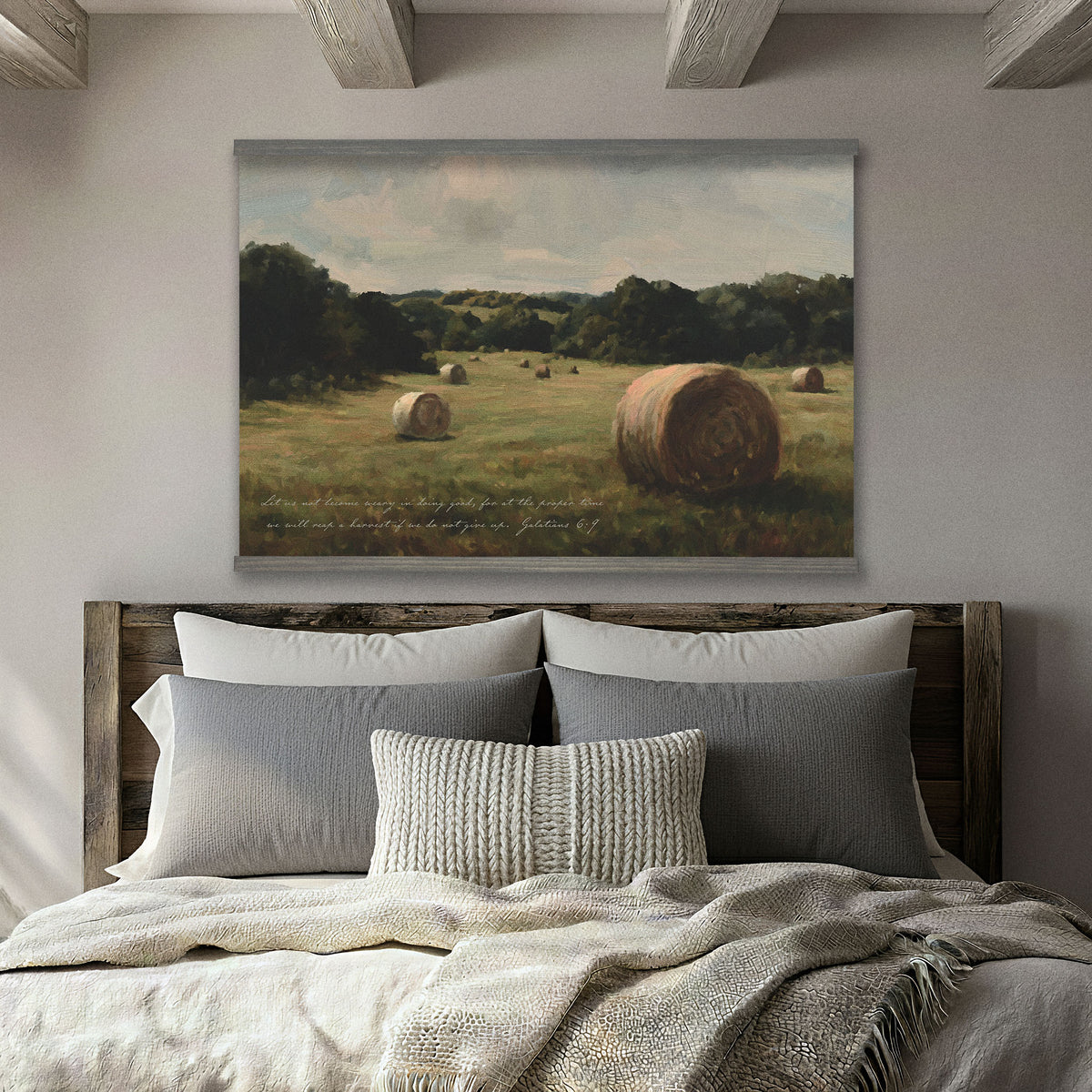 Country Field with Hay Bales - We Will Reap a Harvest