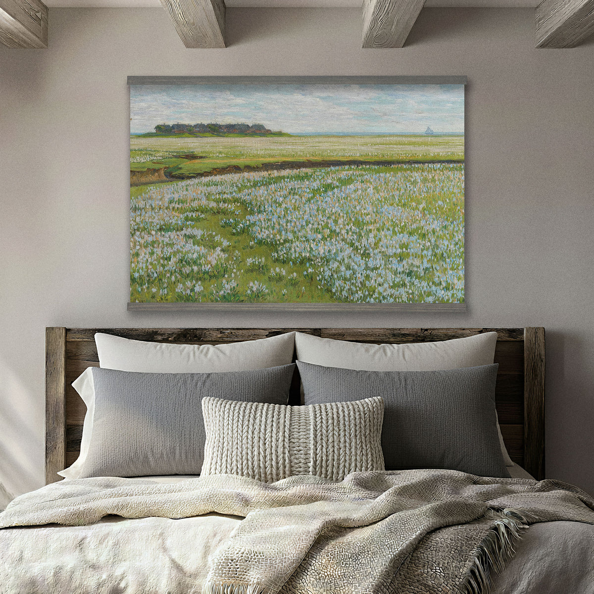 Coastal White and Blue Flower Field