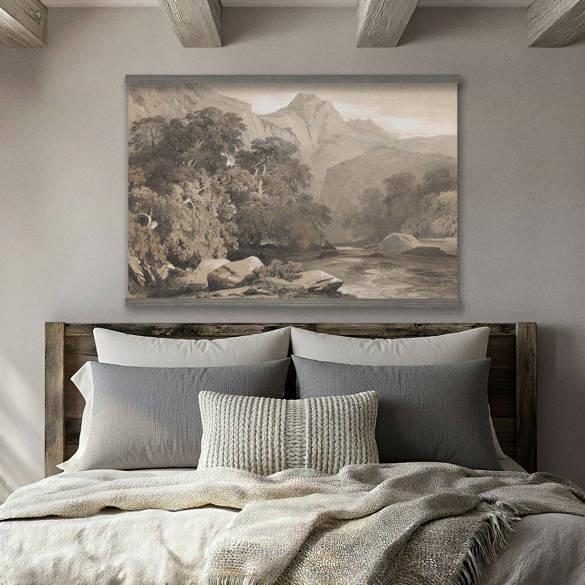Neutral Sepia River Gorge Landscape