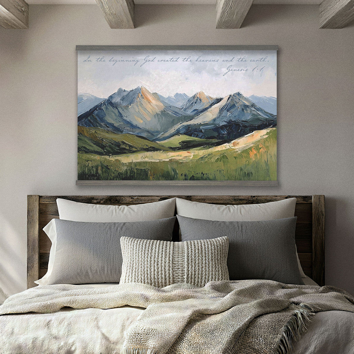 Minimalist Mountain Landscape - In the Beginning God Created