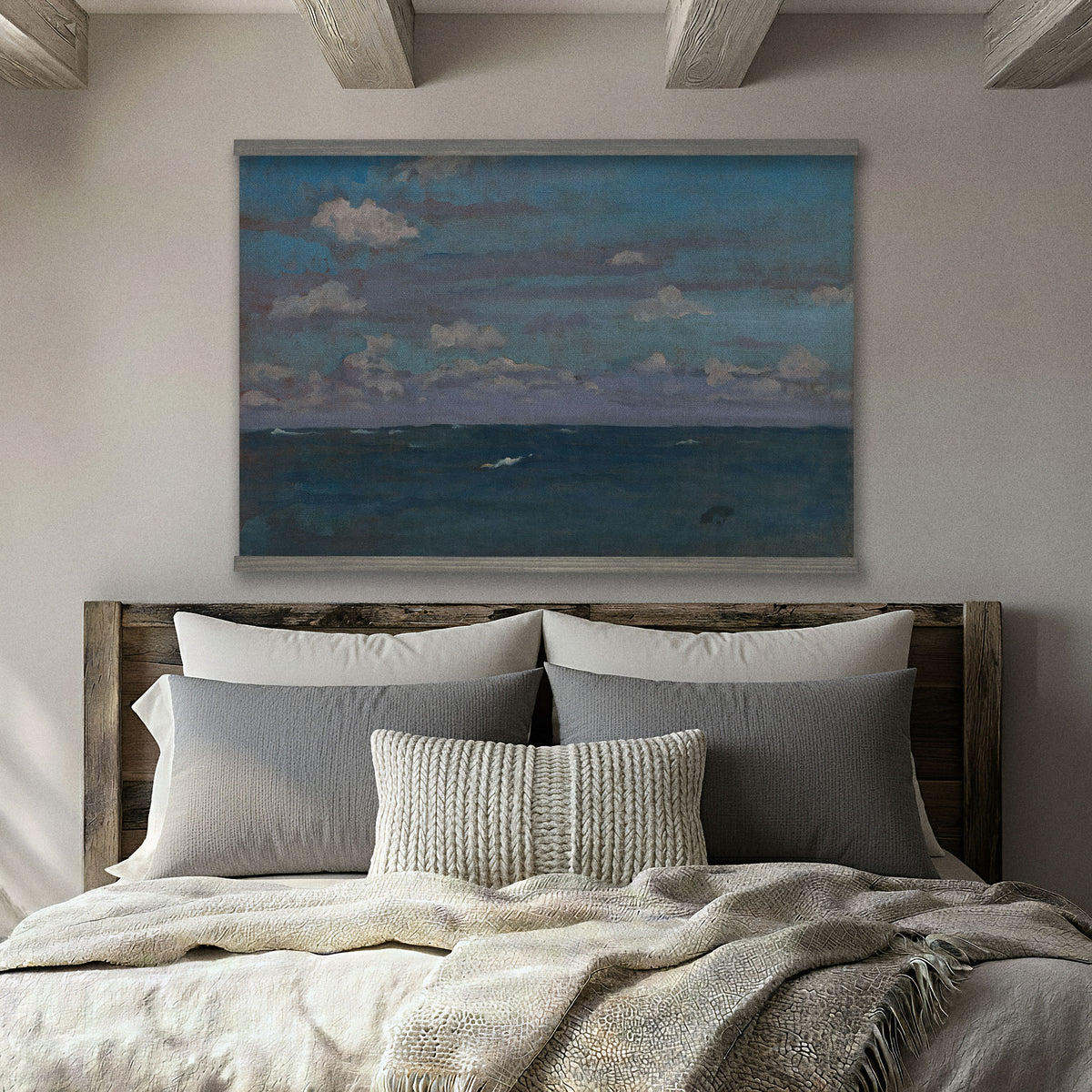 Vintage Blue Ocean Nautical Painting