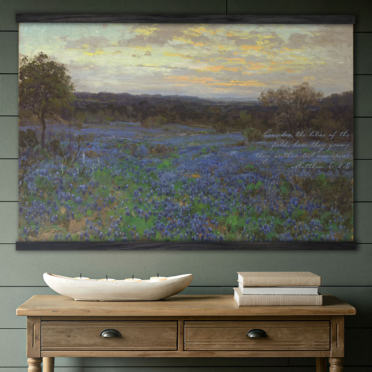 Vintage Bluebonnet Wildflower Painting - Consider the Lilies