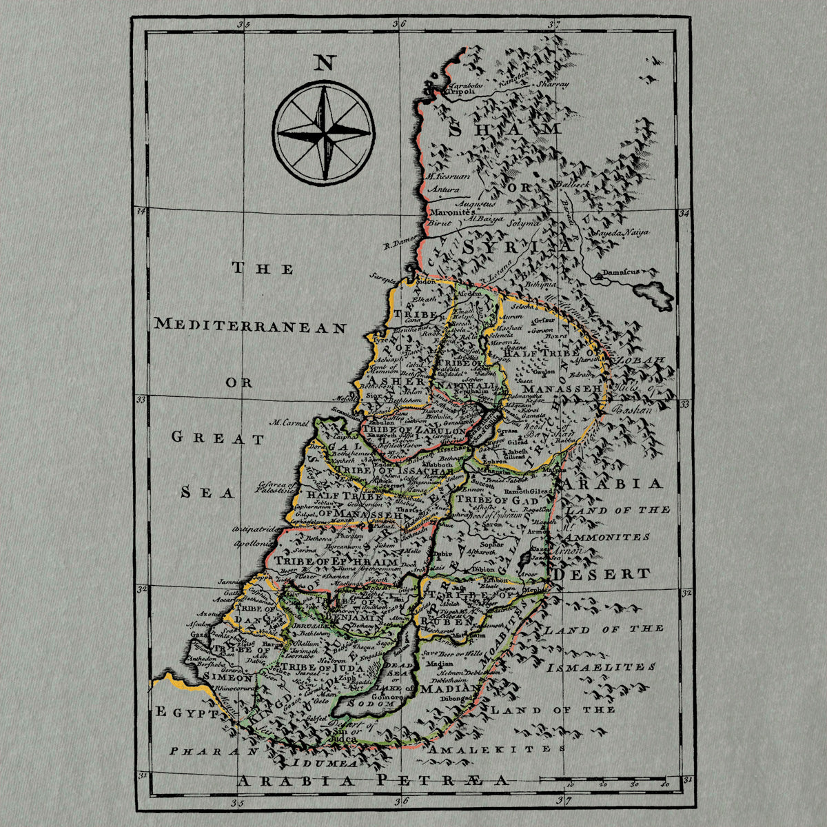 Map of the Promised Land - Antique Israel Map