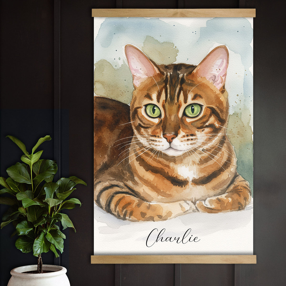 Custom Watercolor Cat Portrait