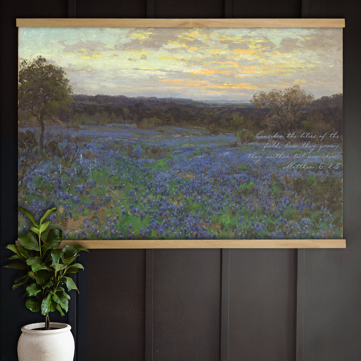 Vintage Bluebonnet Wildflower Painting - Consider the Lilies