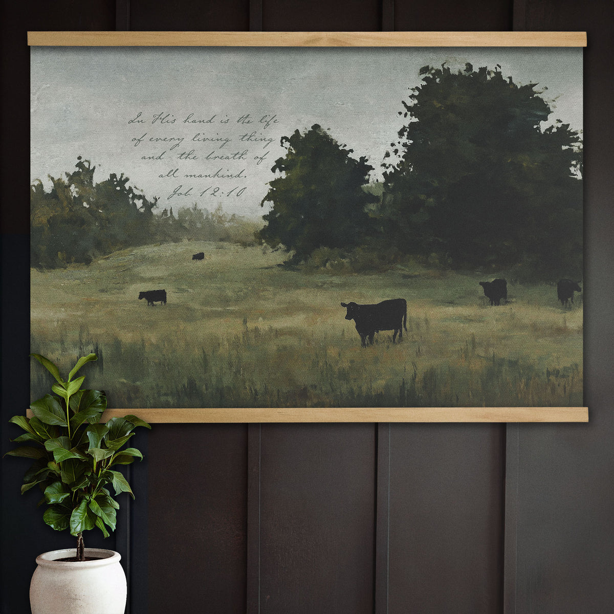 Pasture with Grazing Cattle - In His Hand is the Life of Every Living Thing