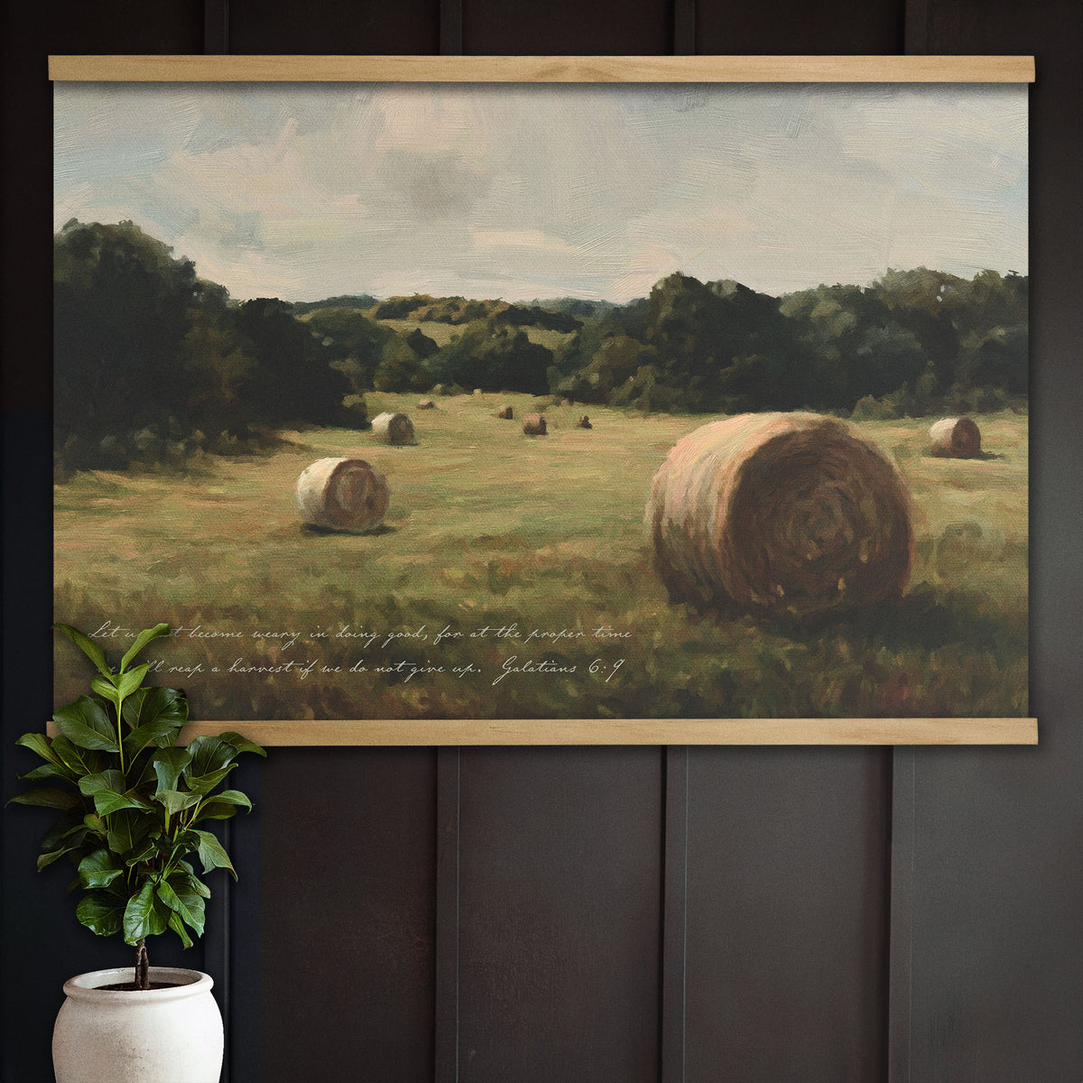 Country Field with Hay Bales - We Will Reap a Harvest