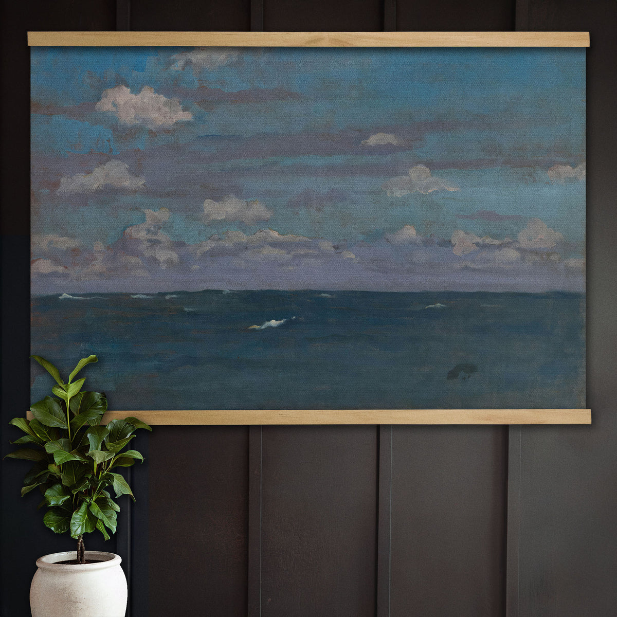 Vintage Blue Ocean Nautical Painting