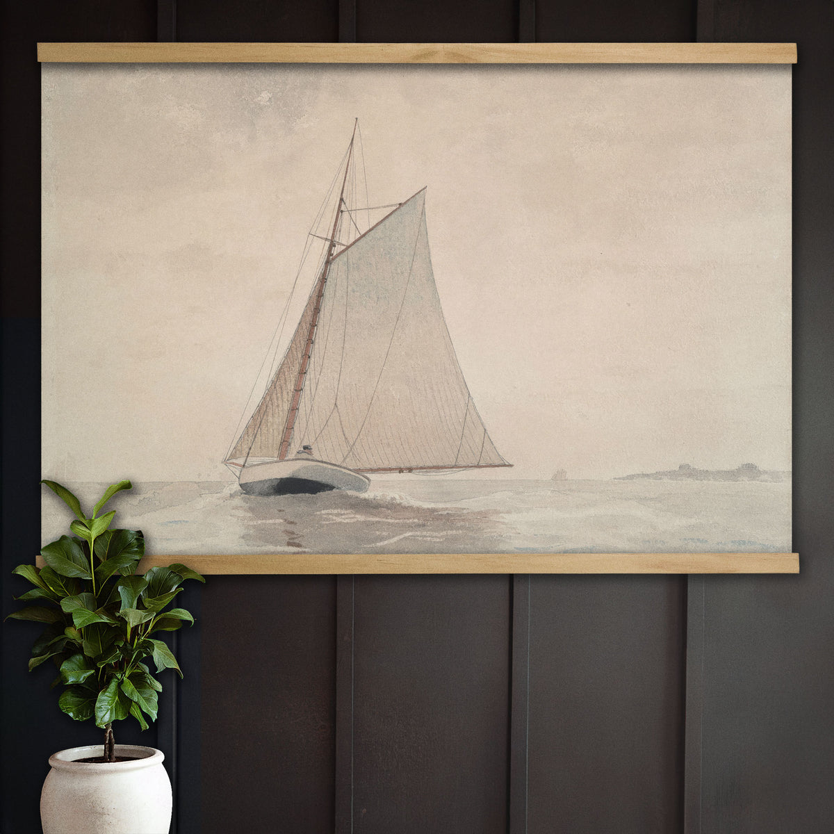 Neutral Sailboat Nautical Watercolor Painting