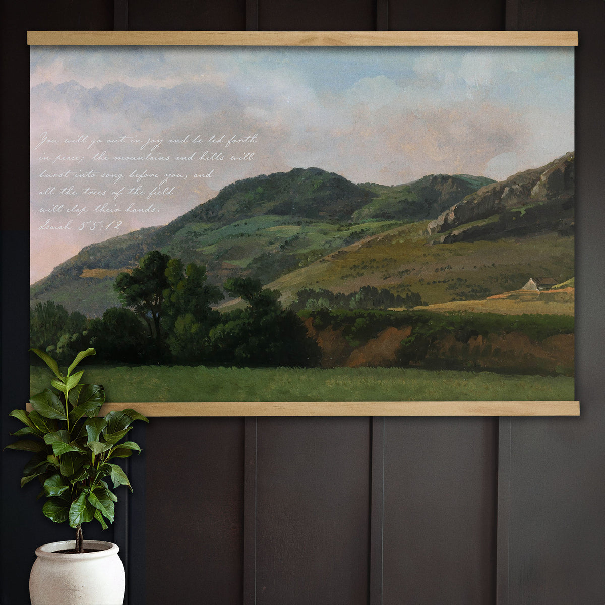 Vintage Mountain Landscape - You will Go Out in Joy - Isaiah 55:12