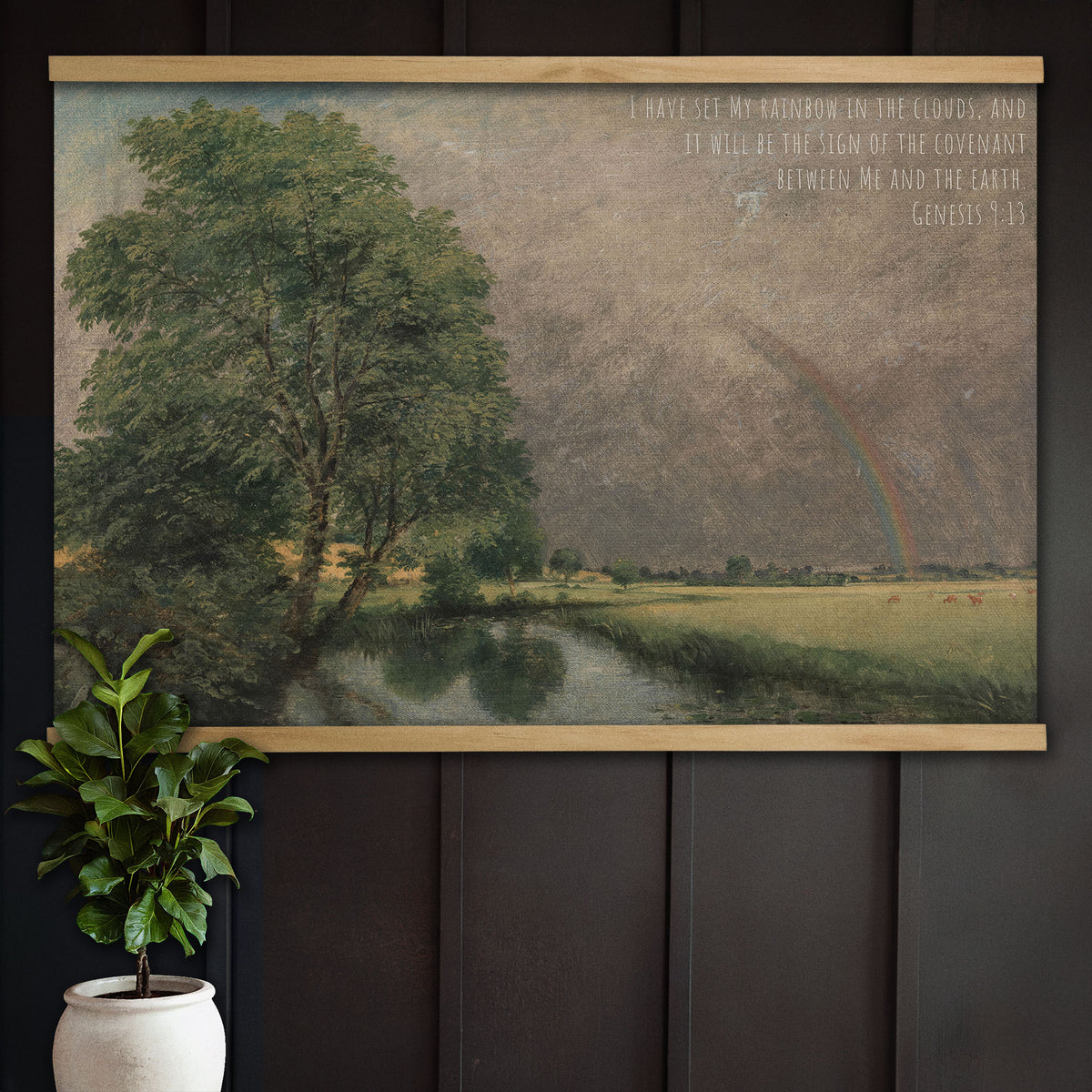 Rainbow in the Clouds and Winding Stream - Genesis 9:13