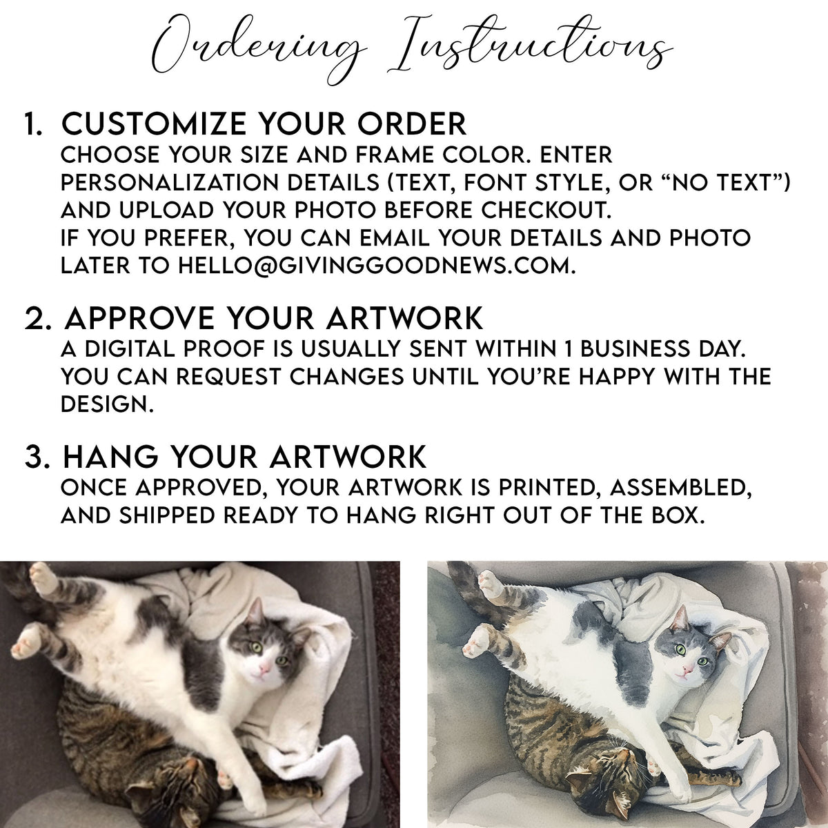 Custom Watercolor Cat Portrait