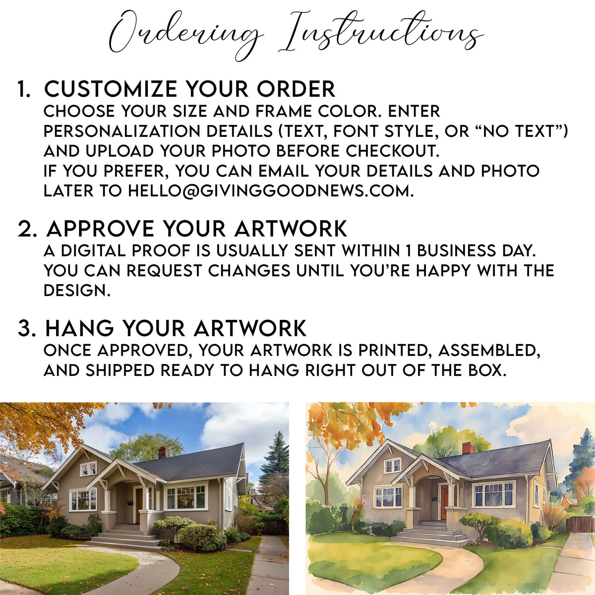 Custom Watercolor House Portrait