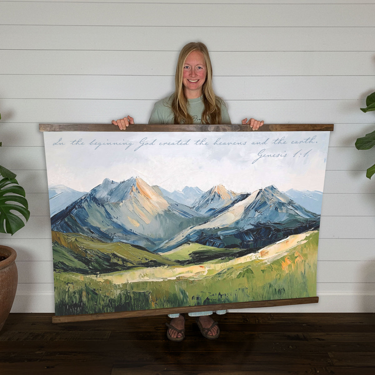 Minimalist Mountain Landscape - In the Beginning God Created