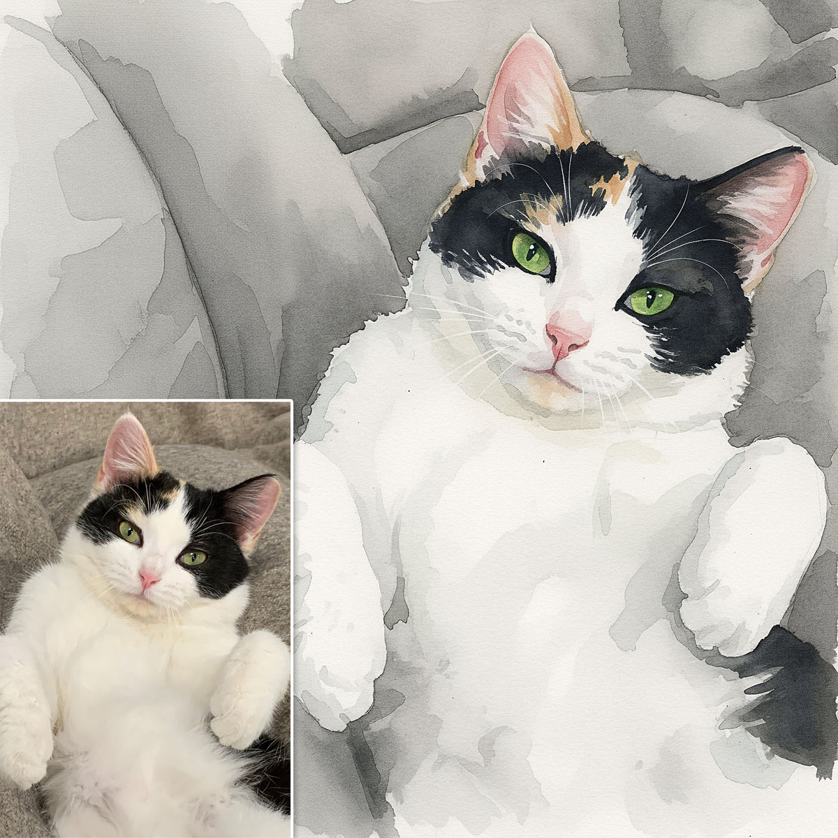 Custom Watercolor Cat Portrait
