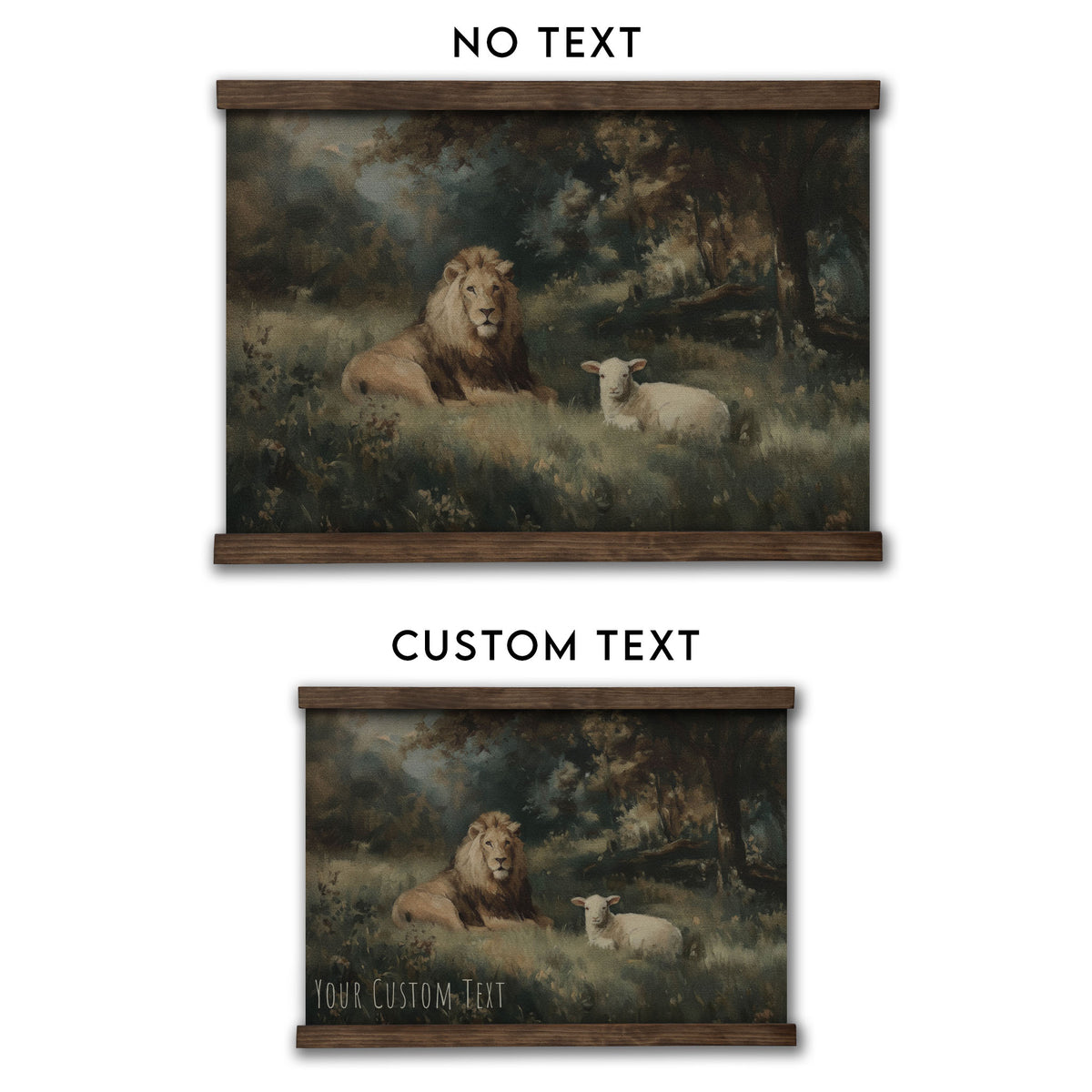 Vintage Lion and Lamb Painting