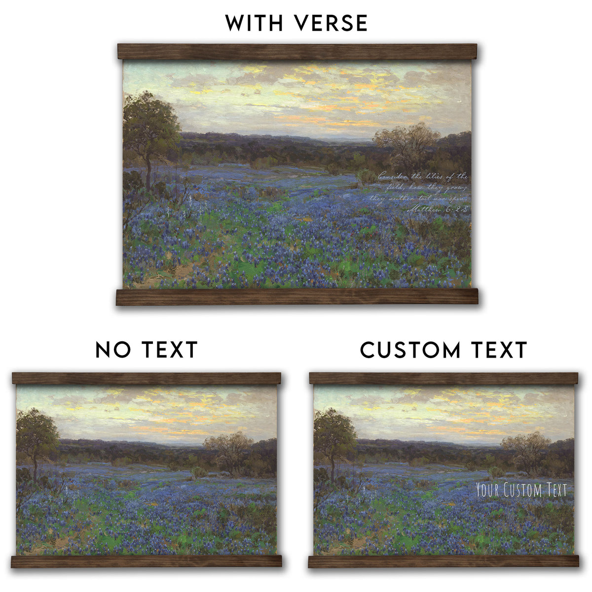 Vintage Bluebonnet Wildflower Painting - Consider the Lilies