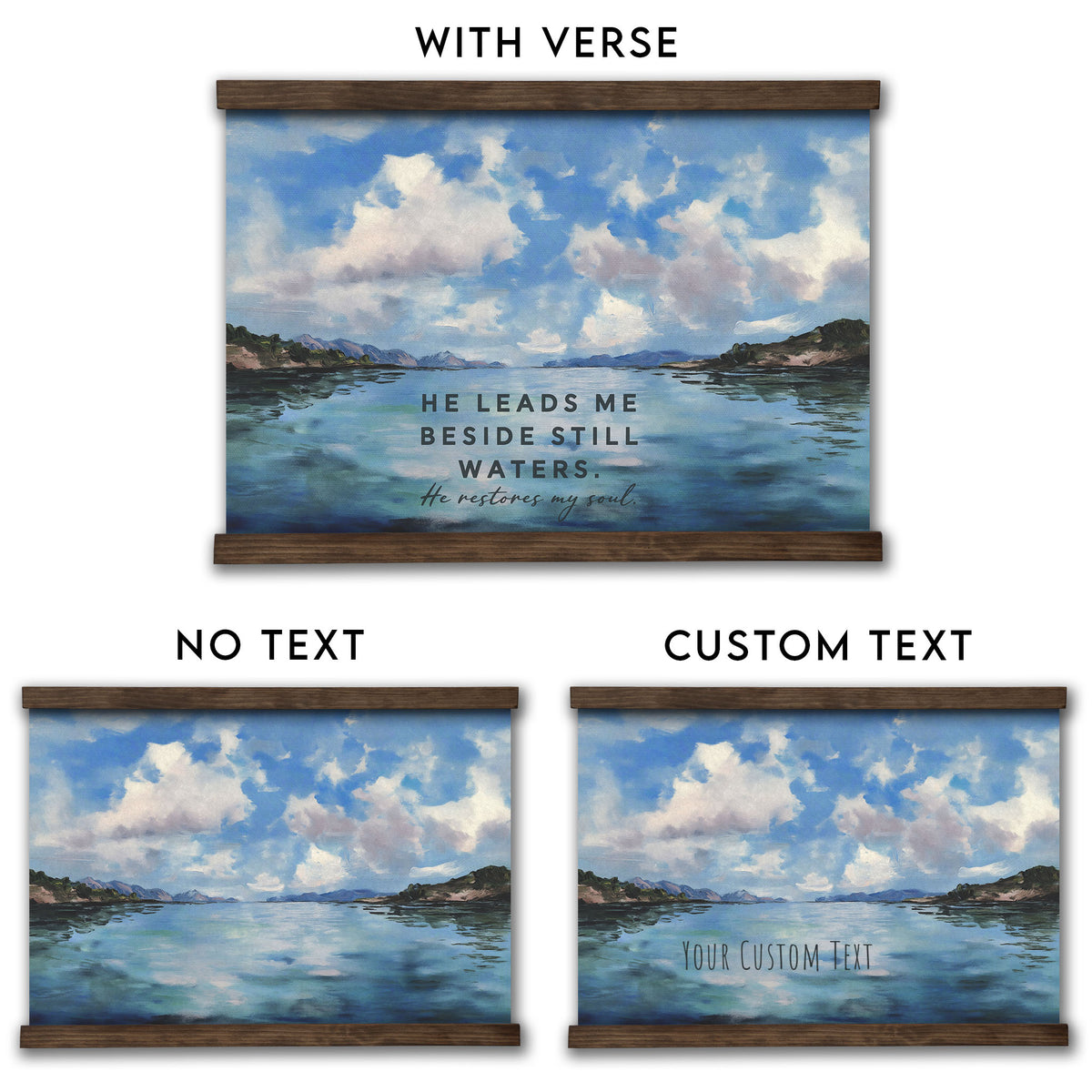 He Leads Me Beside Still Waters - Lake and Clouds Painting - Psalm 23