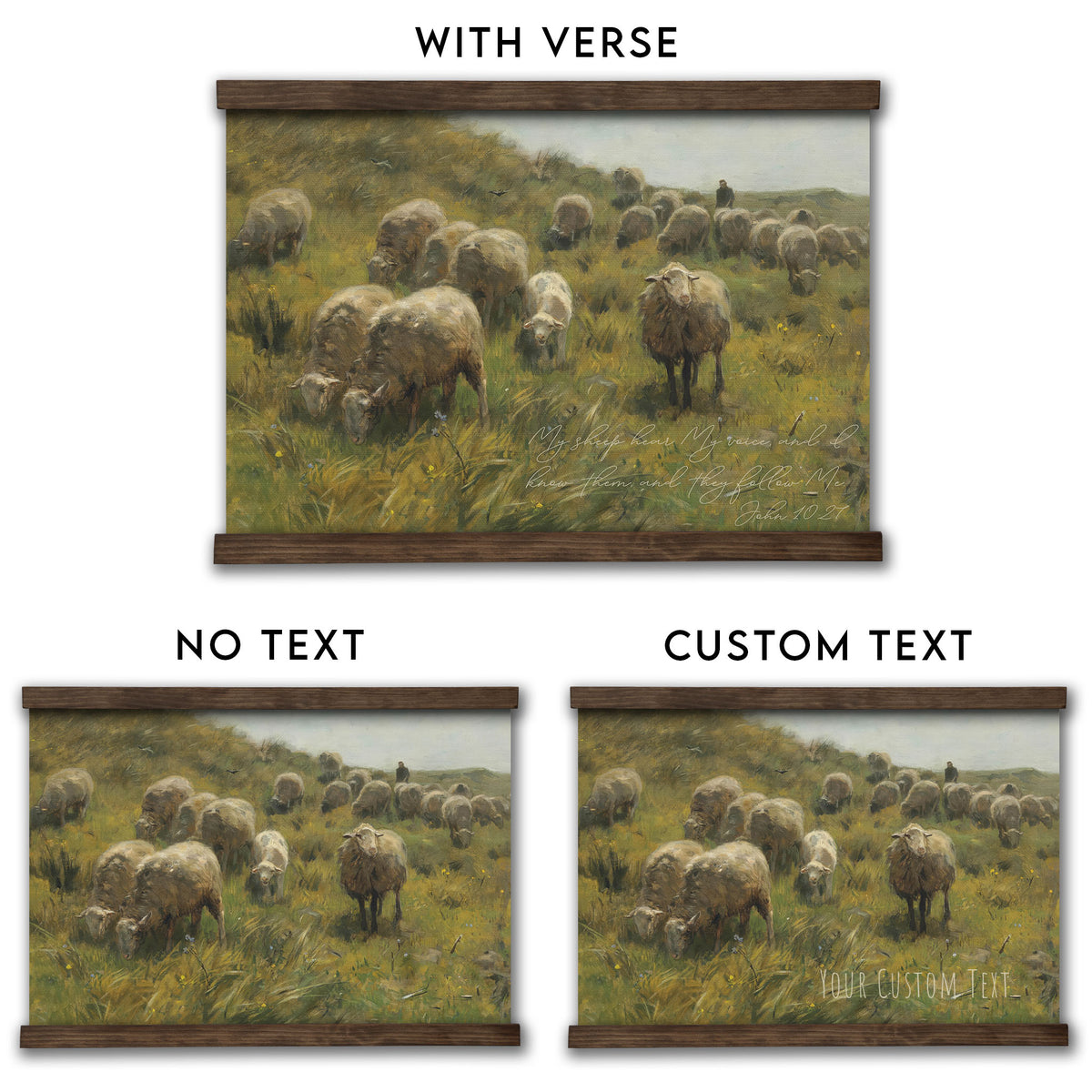 Vintage Shepherd Pastoral Painting - My Sheep Hear My Voice