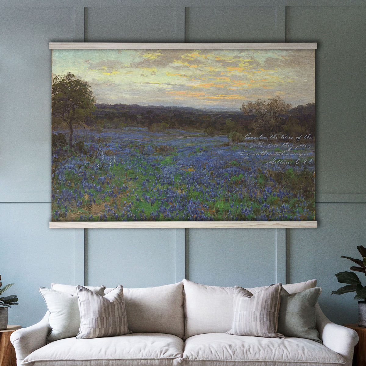 Vintage Bluebonnet Wildflower Painting - Consider the Lilies