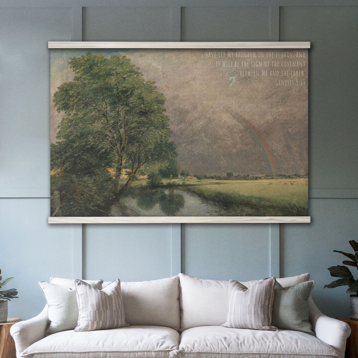 Rainbow in the Clouds and Winding Stream - Genesis 9:13