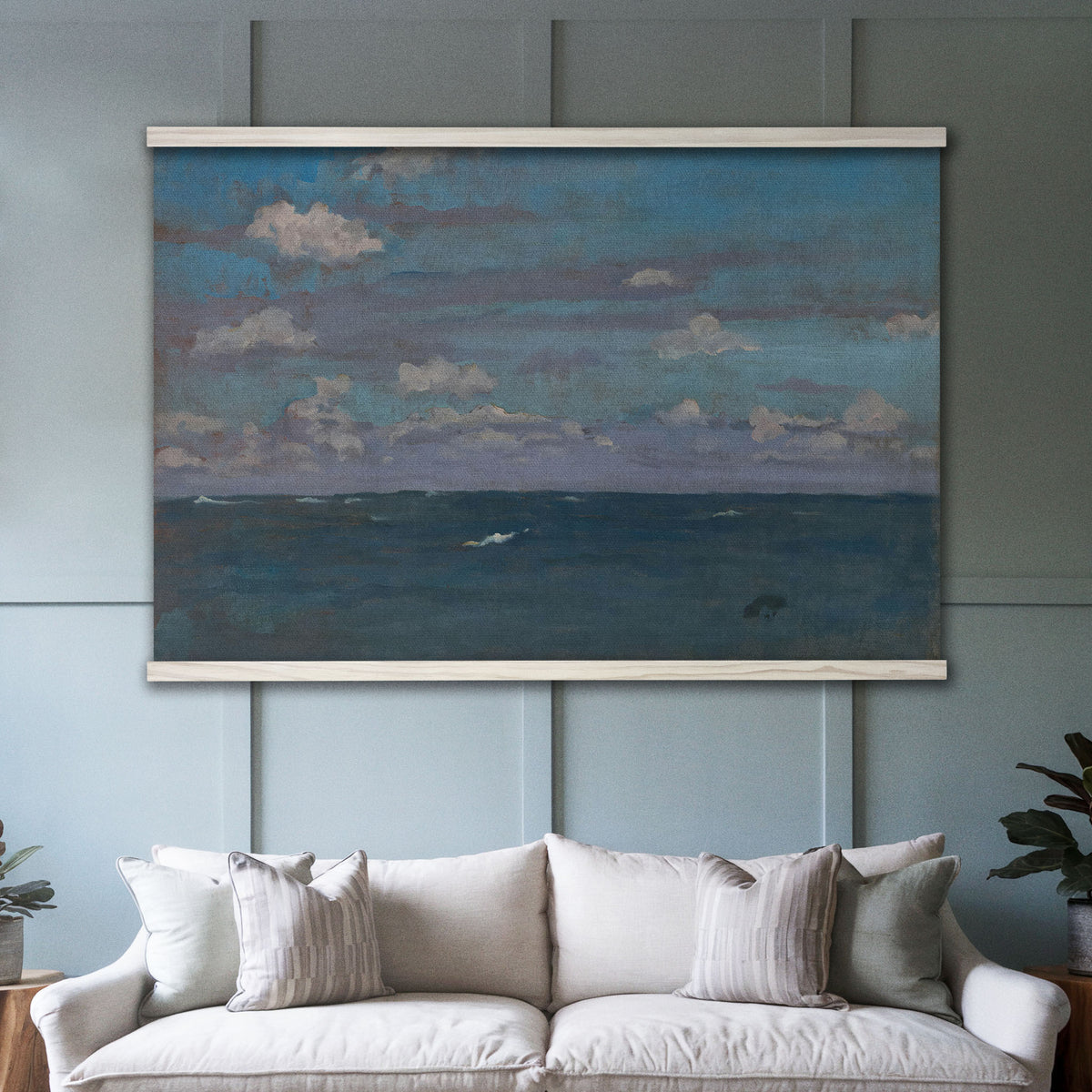 Vintage Blue Ocean Nautical Painting