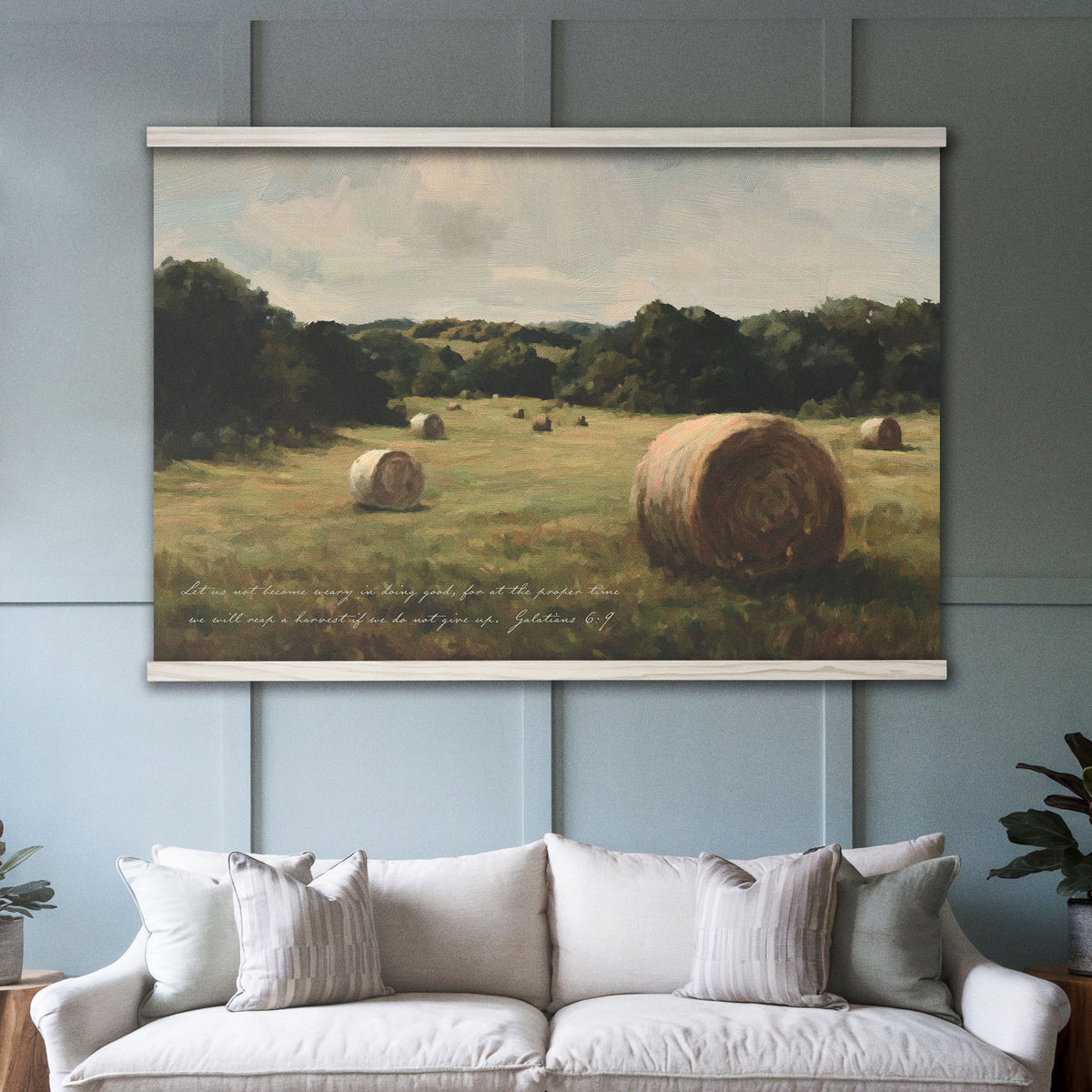Country Field with Hay Bales - We Will Reap a Harvest