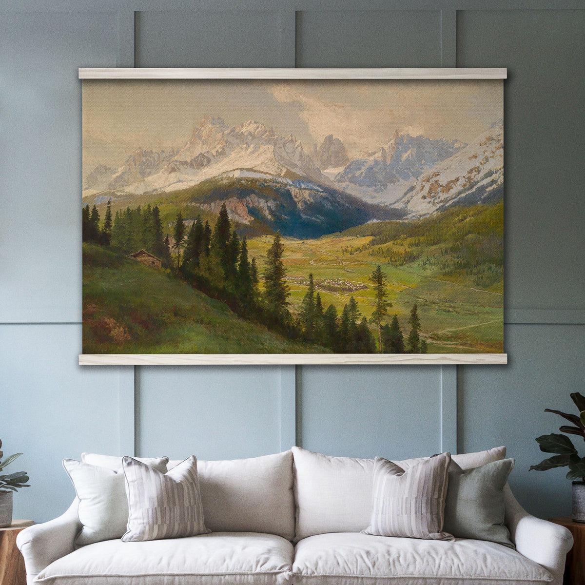 Alpine Mountain Valley Vintage Landscape