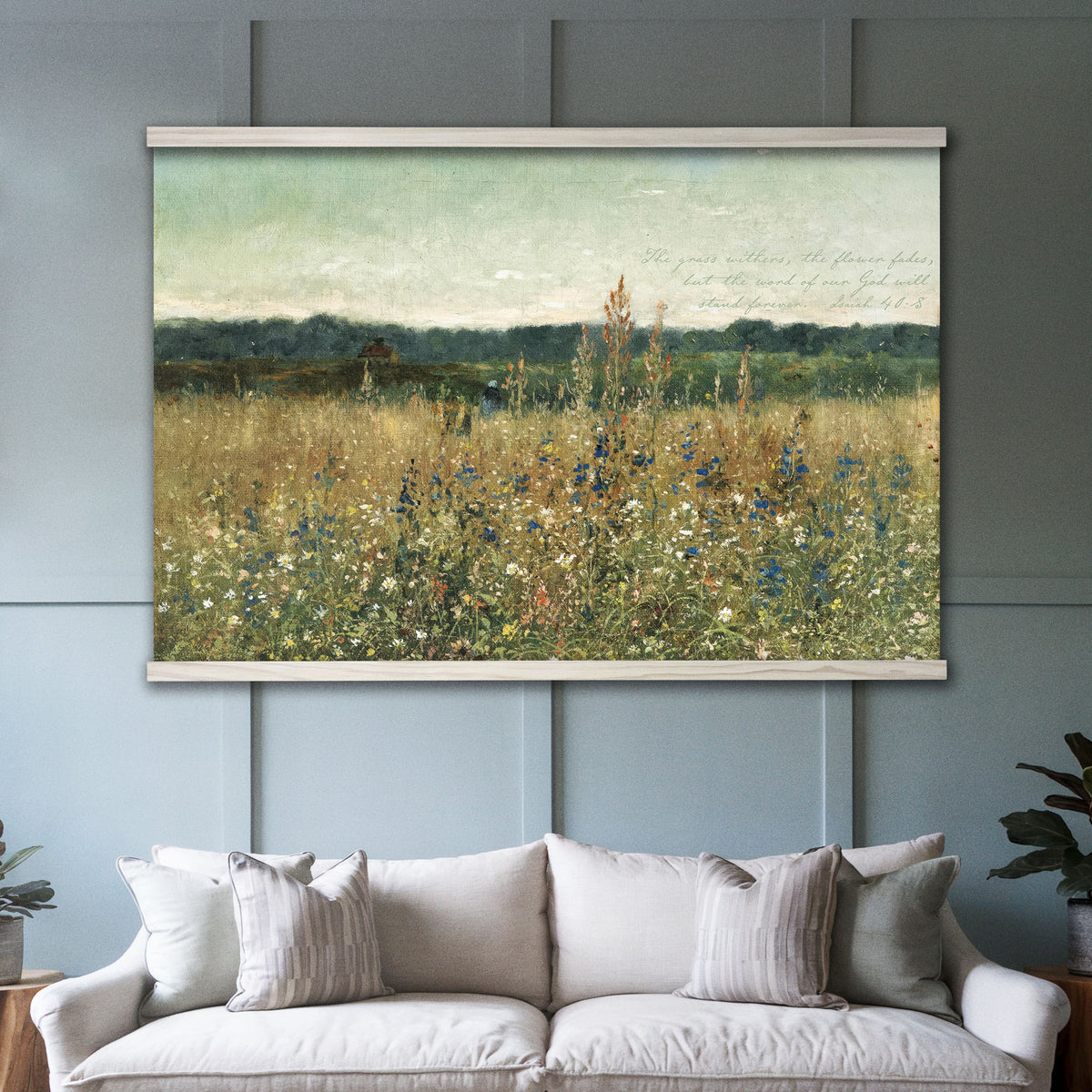 Vintage Wildflower Field - The Word of Our God Will Stand Forever
