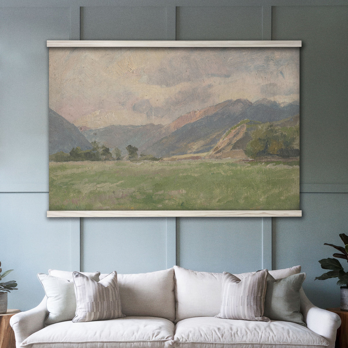 Neutral Mountain Landscape Vintage Painting