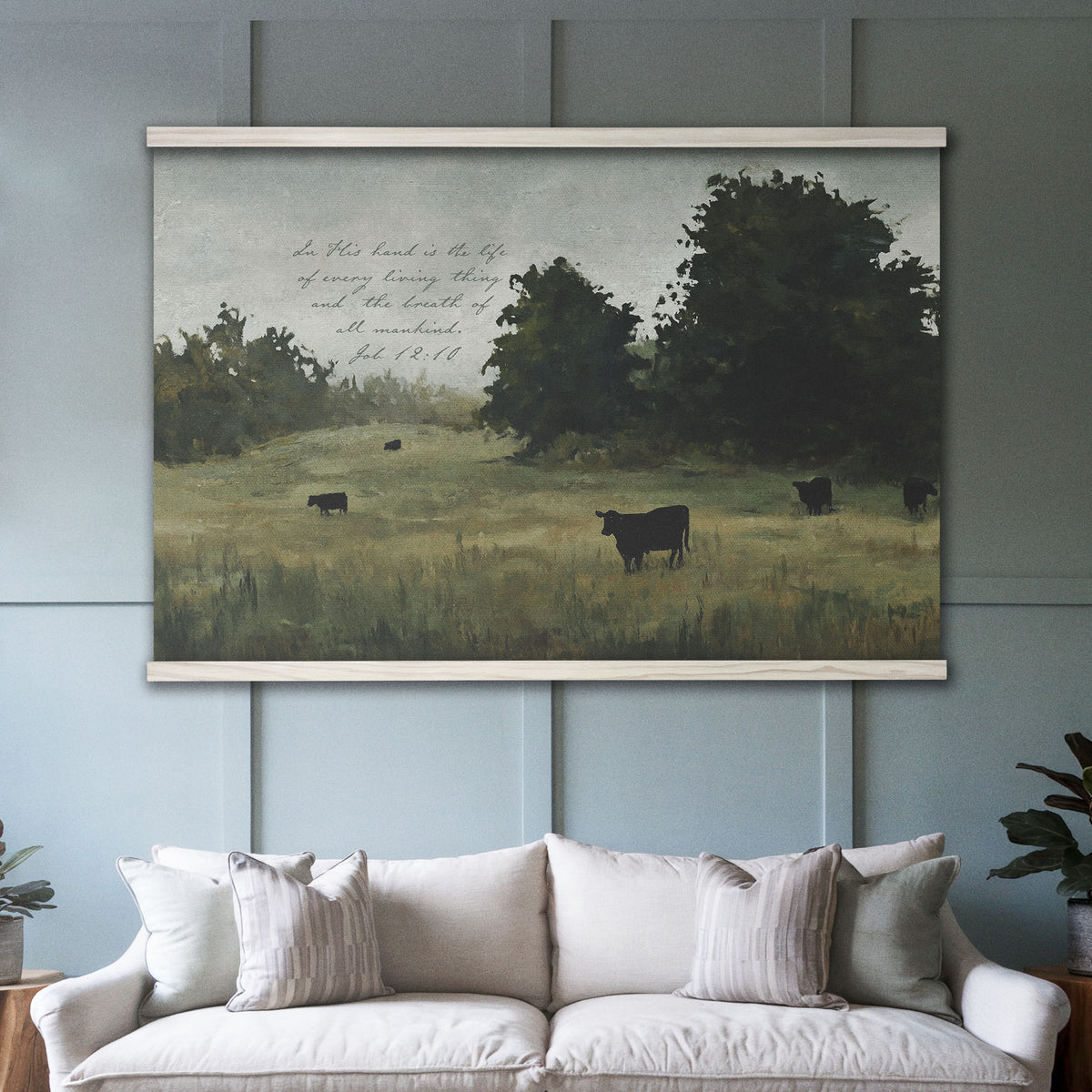 Pasture with Grazing Cattle - In His Hand is the Life of Every Living Thing