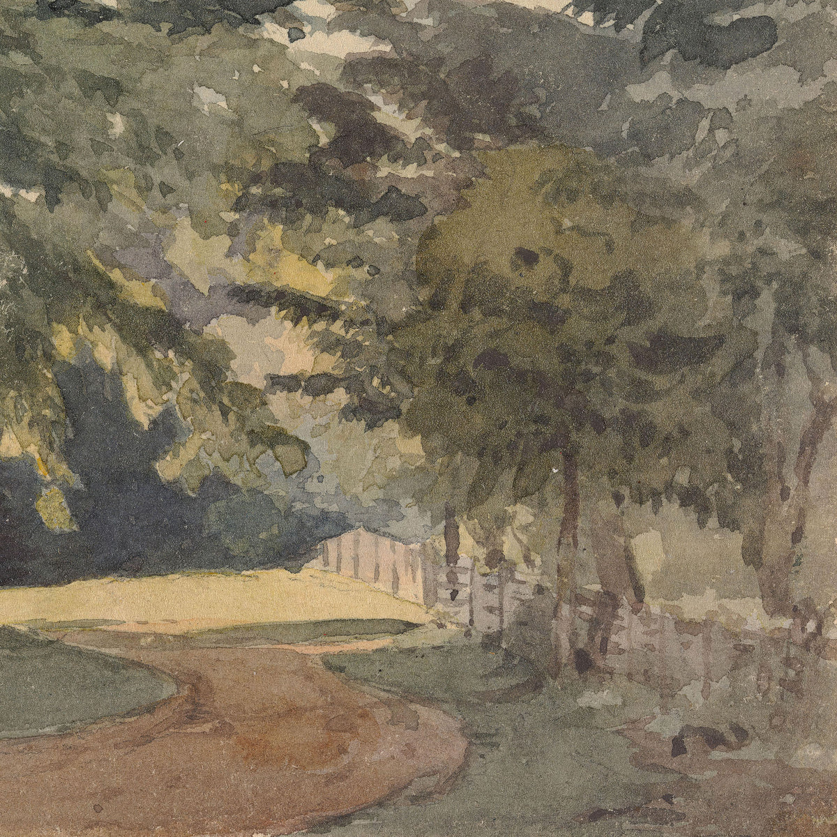 Countryside Path Watercolor Painting