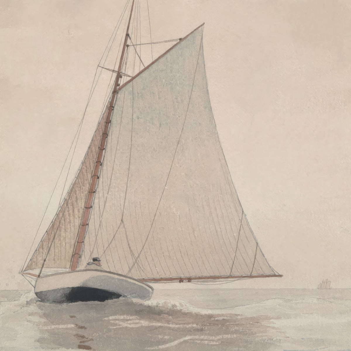 Neutral Sailboat Nautical Watercolor Painting